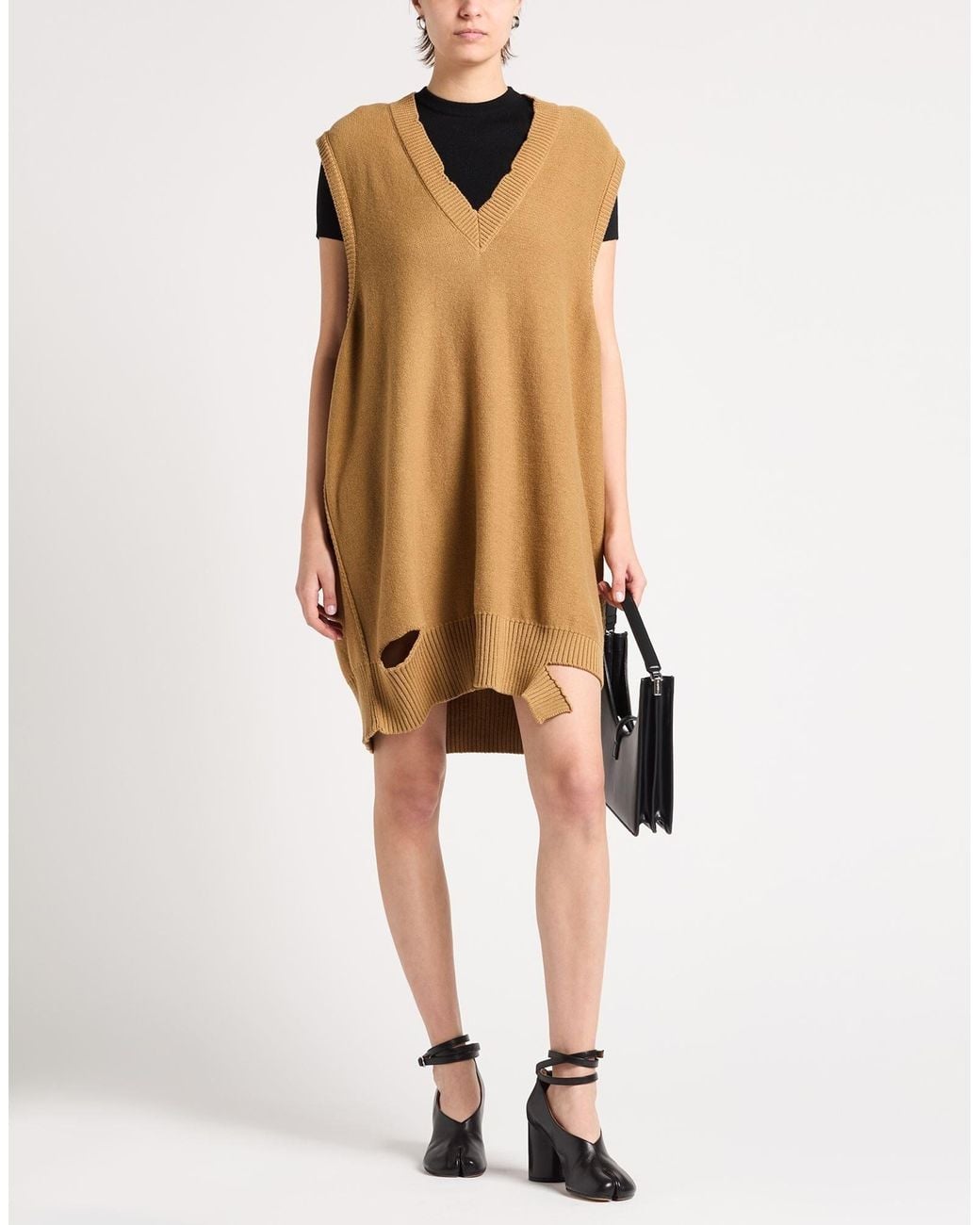 MM6 by Maison Margiela Brown Sleeveless Knitted Dress
