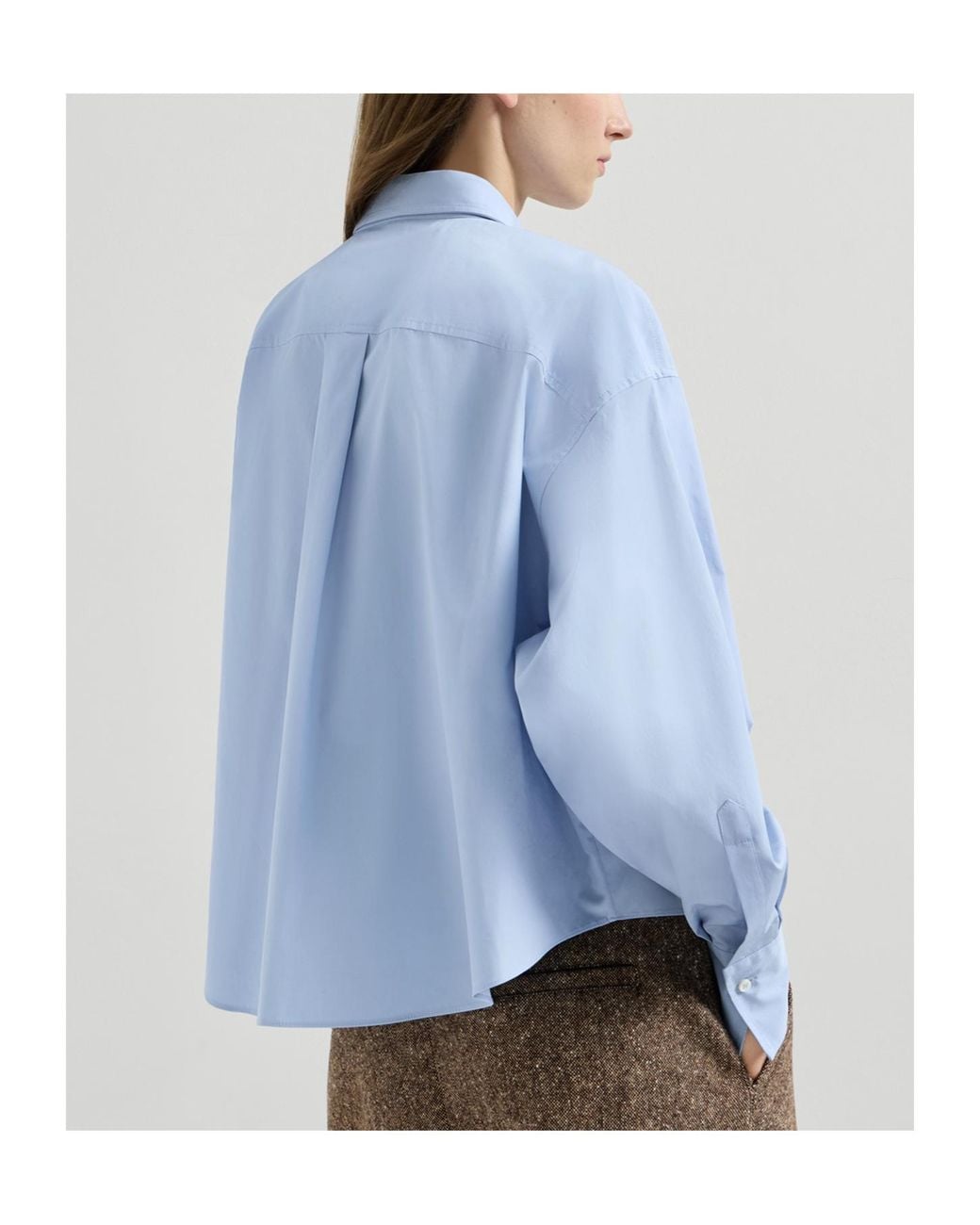 Brunello Cucinelli Blue Monile Trim Cropped Shirt