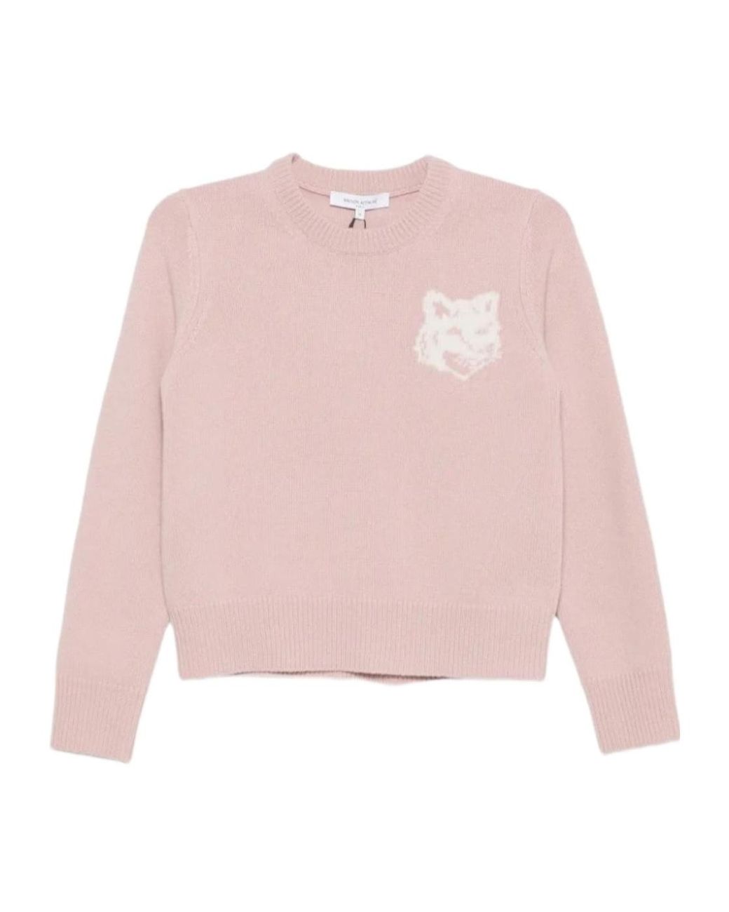 Maison Kitsuné Pink Fox Head Intarsia Merino Jumper
