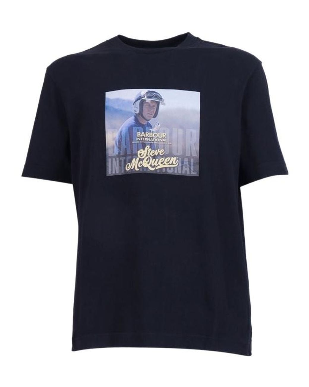 Barbour Blue Photographic-Print T-Shirt for men