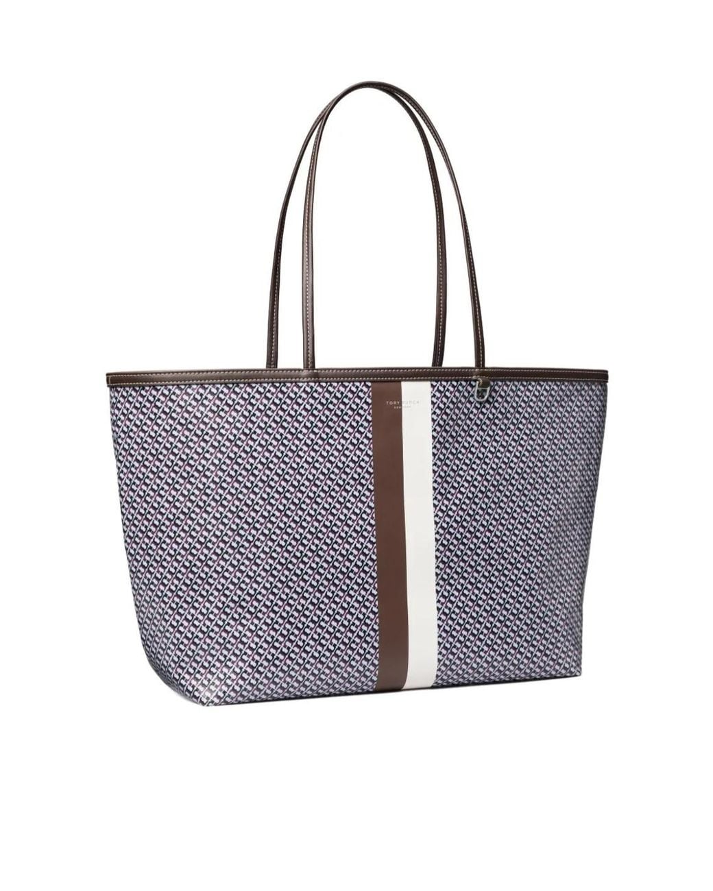 Tory Burch White Racer Patterned Tote Bag