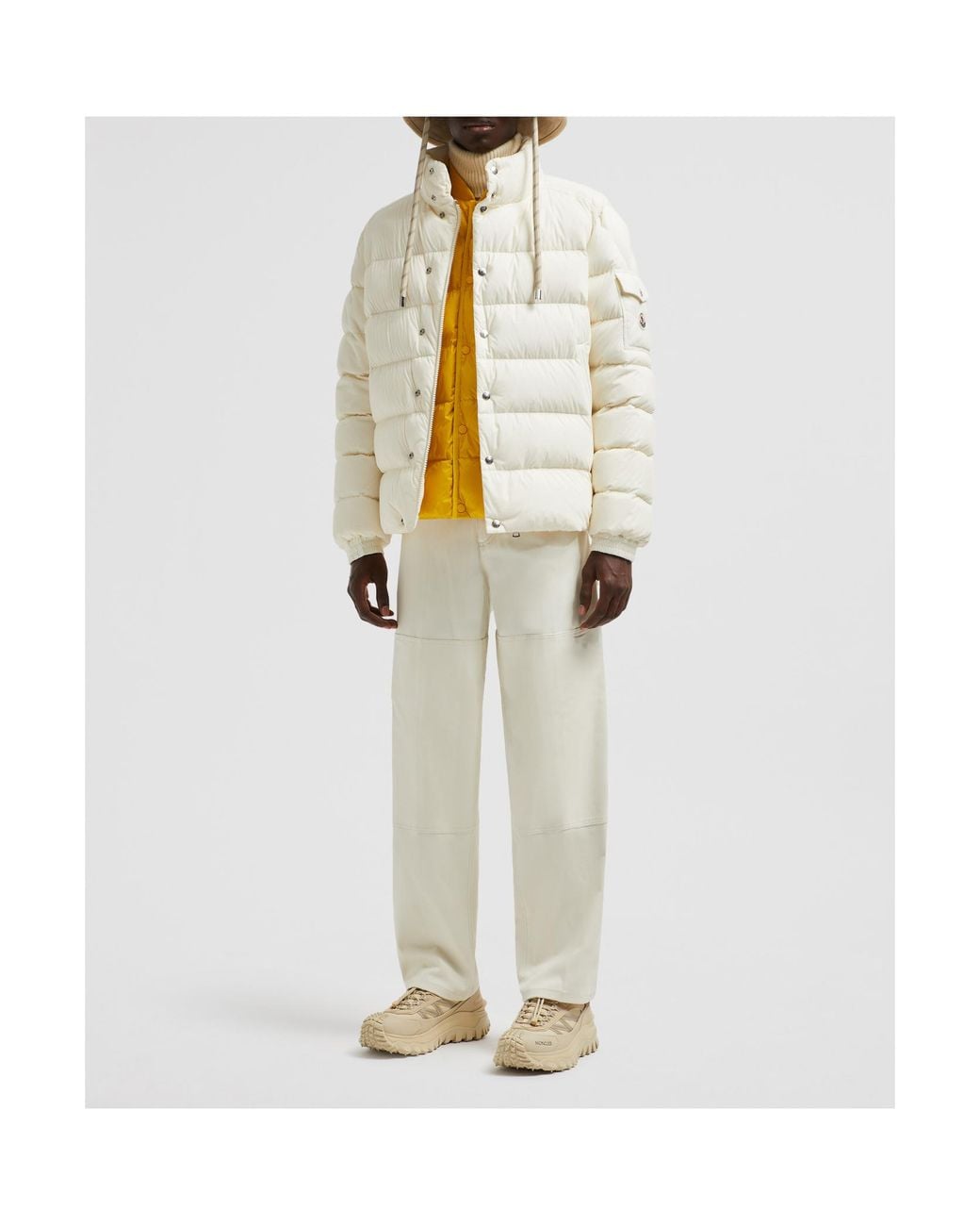 Moncler Gray Logo Patch Straight-Leg Trousers for men