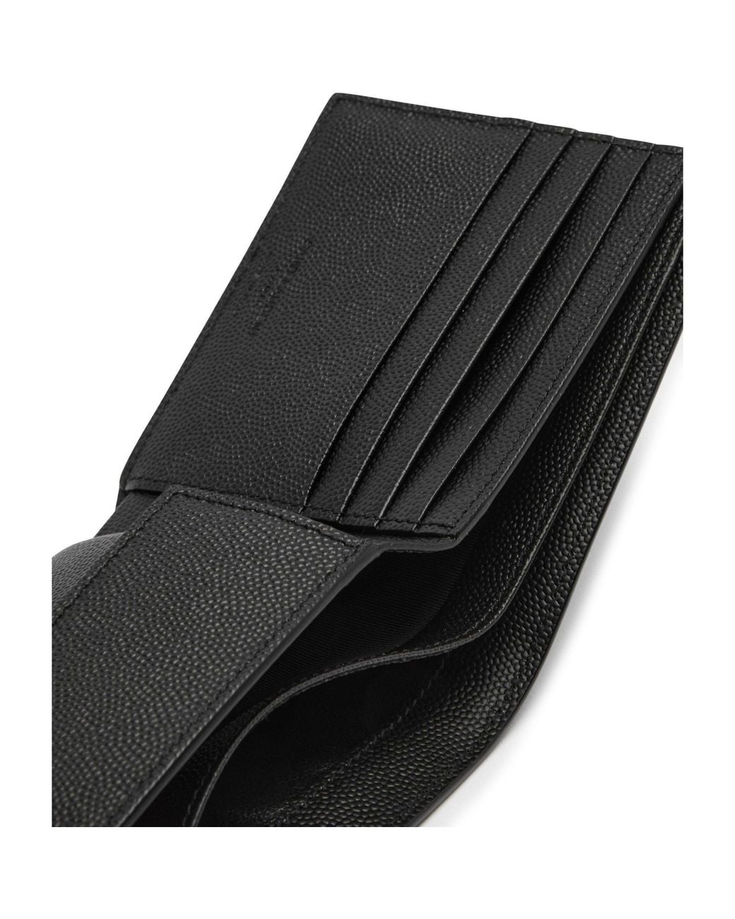 Saint Laurent Black Grain Leather Short Foldable Wallet for men
