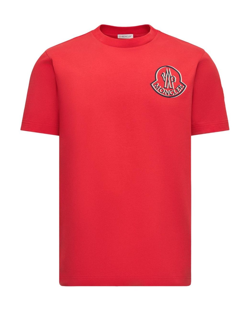 Moncler Red Logo Printed Crewneck T-Shirt for men