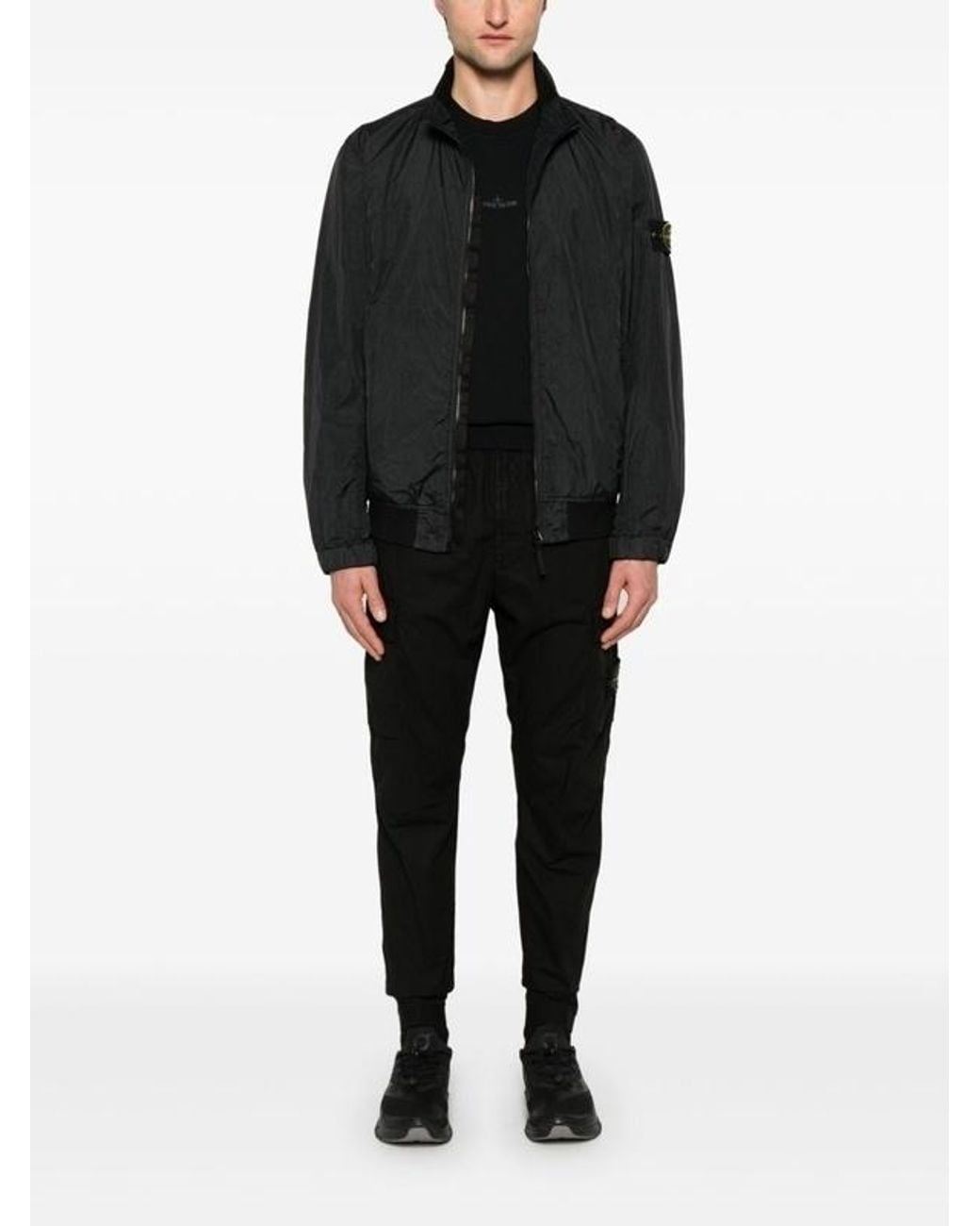 Stone Island Black Compass-Badge High-Neck Jacket for men
