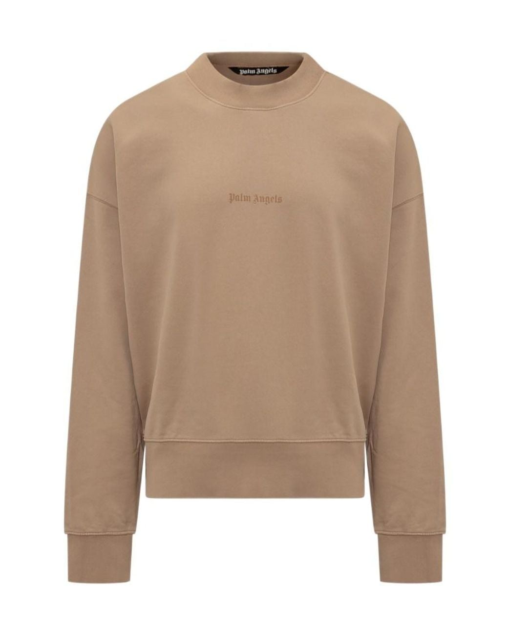 Palm Angels Natural Logo-Printed Crewneck Sweatshirt for men