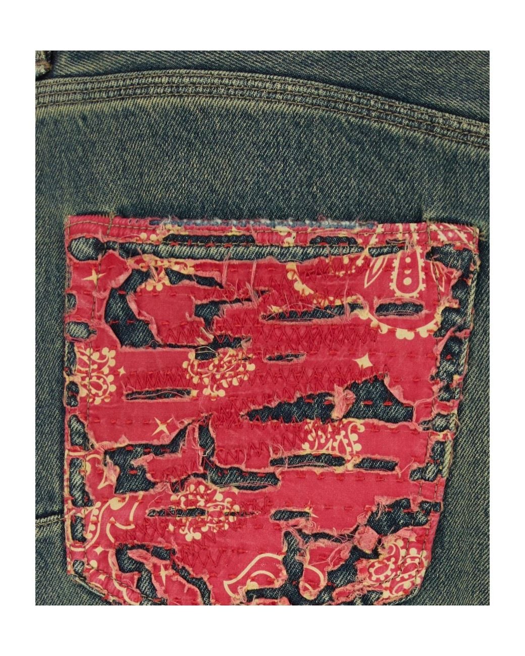 Purple Brand Green Distressed Flared Jeans for men