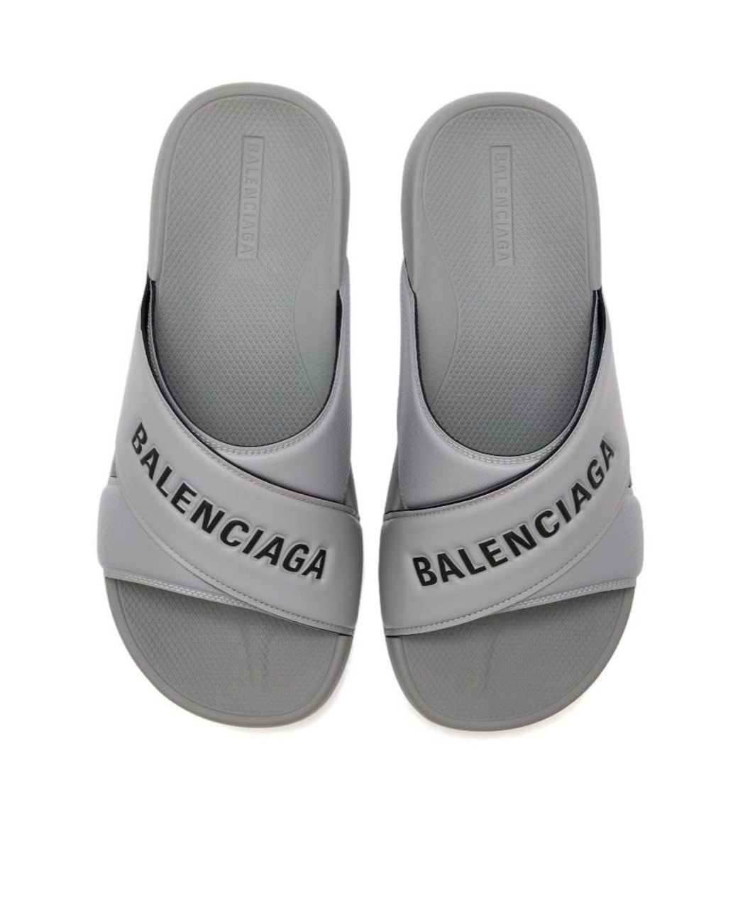 Balenciaga Gray Sporty Pool Slides for men