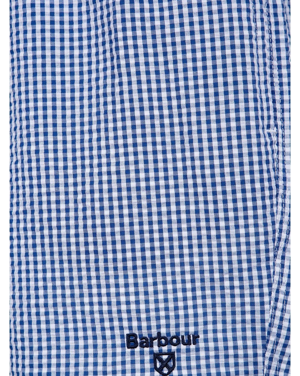 Barbour Blue Gingham-Check Seersucker Swim Shorts for men