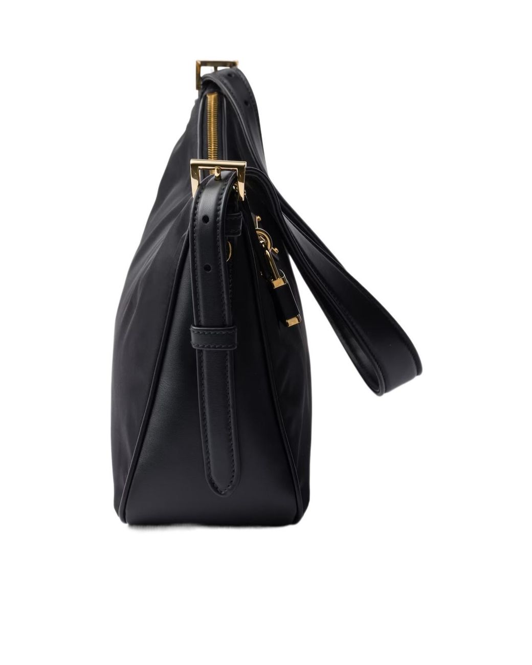 Prada Blue Logo Plaque Padlock-Detailed Shoulder Bag