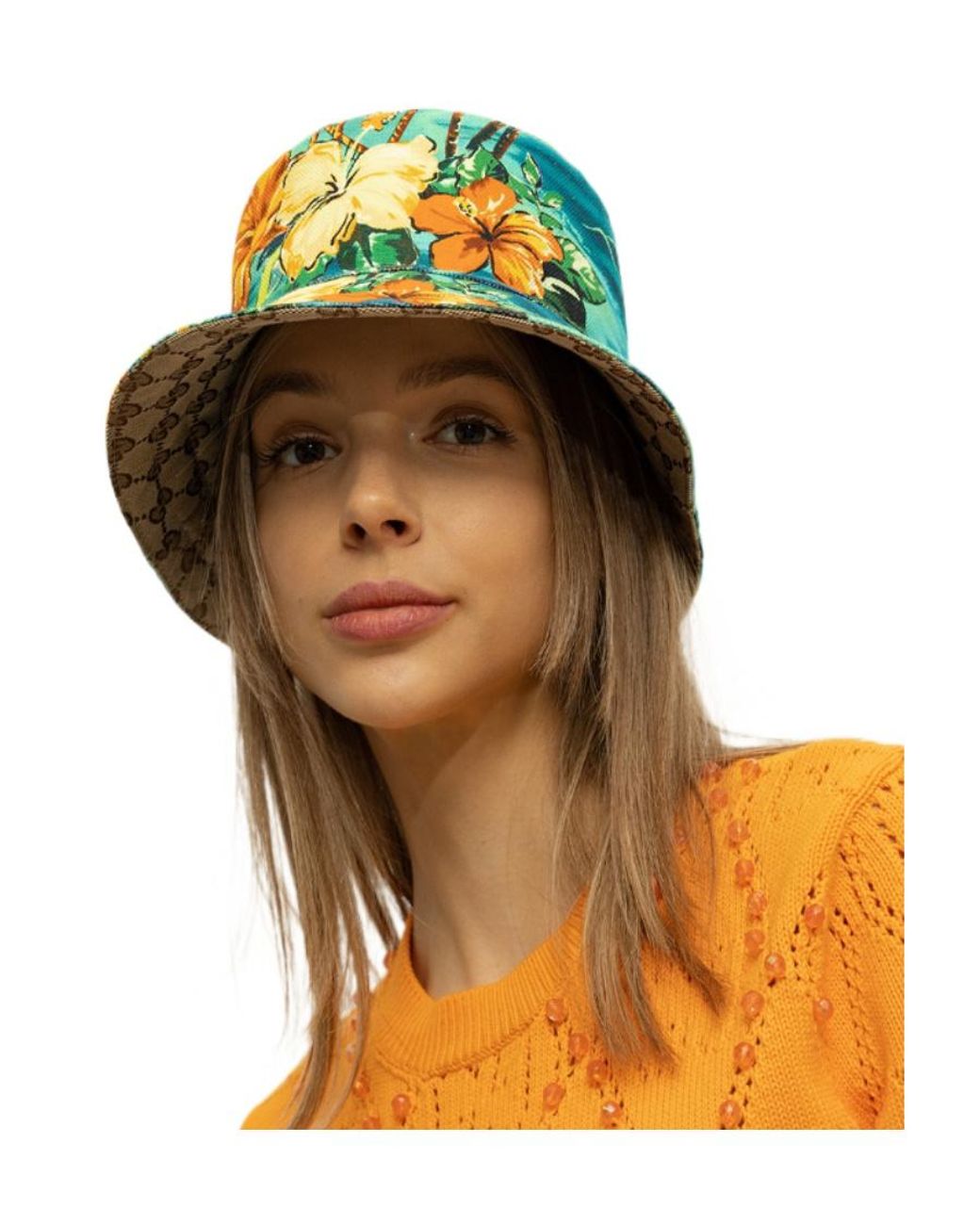 Gucci Blue Graphic Print Reversible Bucket Hat