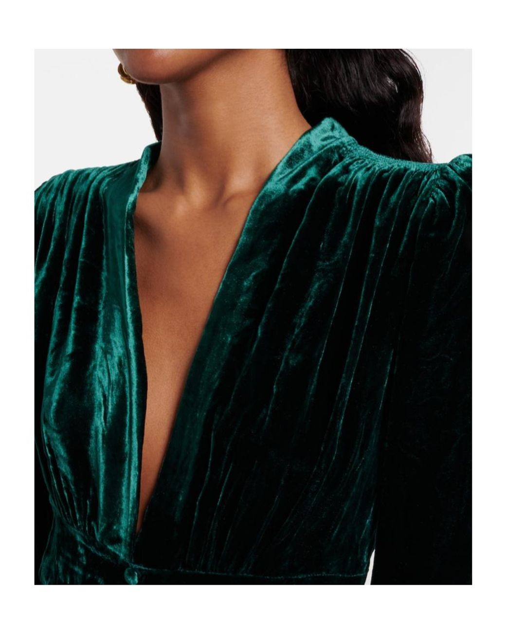 Rixo Black V-Neck Long Sleeve Dress