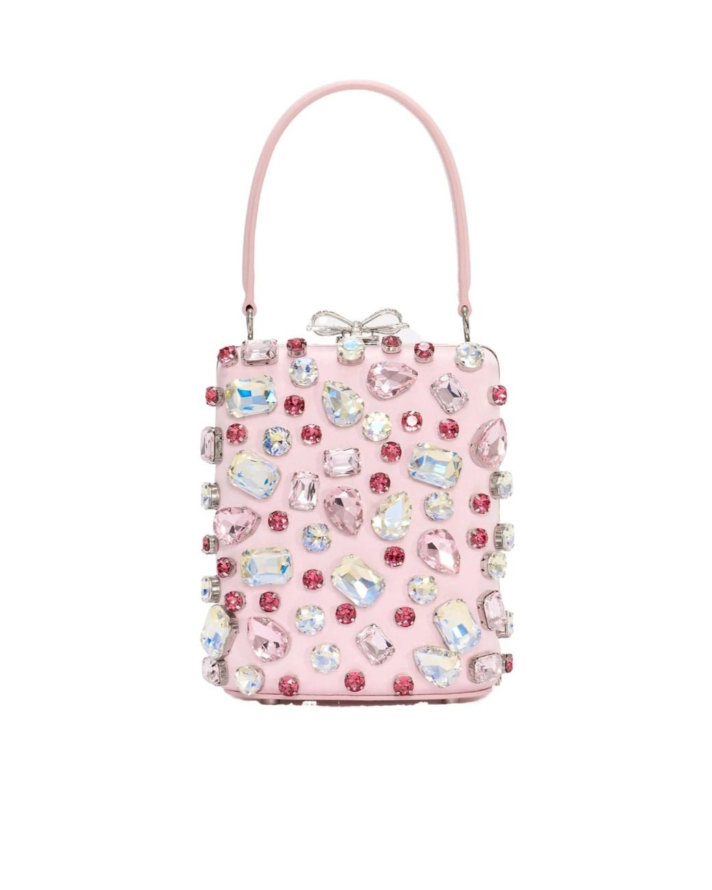 Self-Portrait Pink Embellished Top Handle Clutch Bag