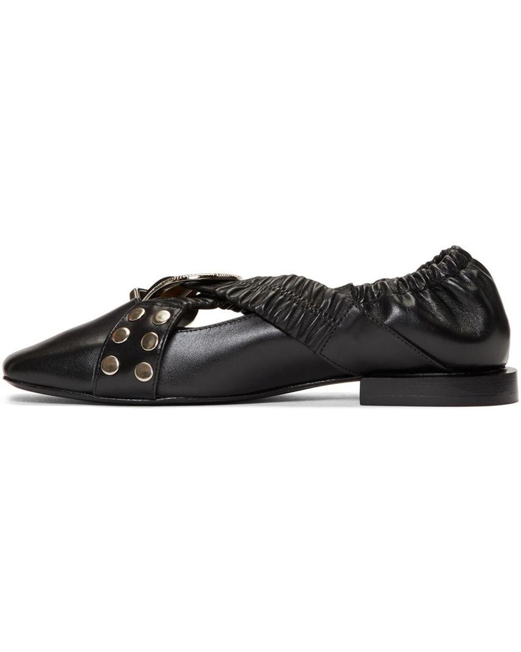Toga Black Cross Strap Ballet Shoes