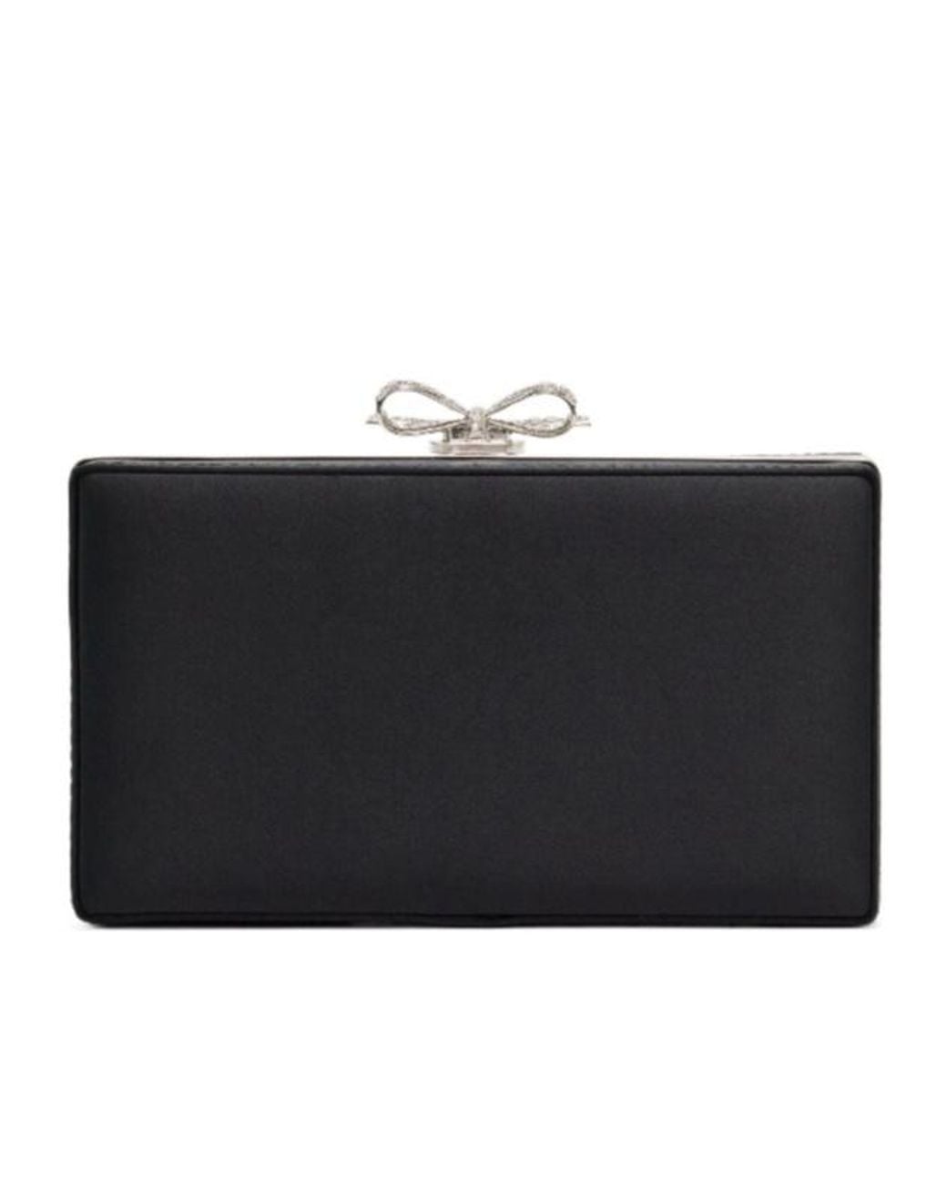 Self-Portrait Black Crystal Bow Clutch Bag