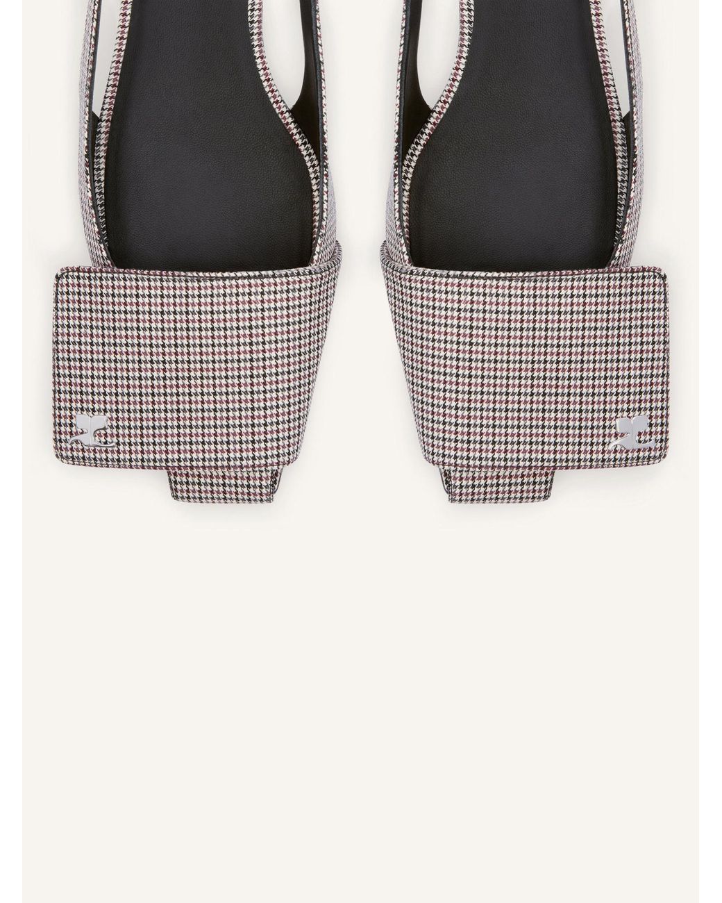 Courreges White Houndstooth Slingback Flat
