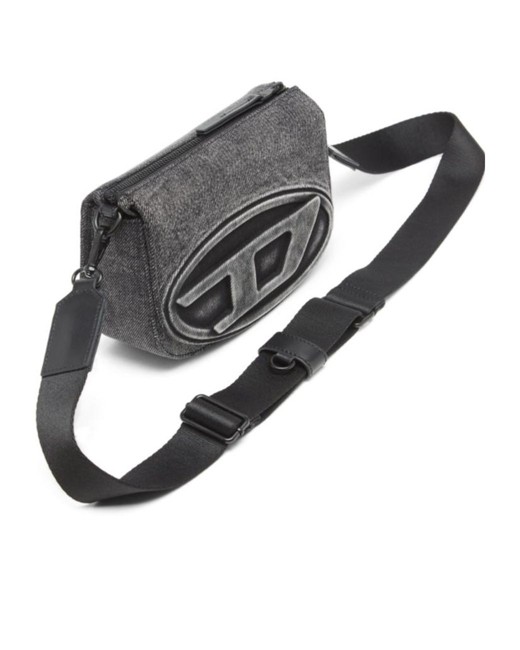DIESEL Gray Oval Logo Messenger Bag for men