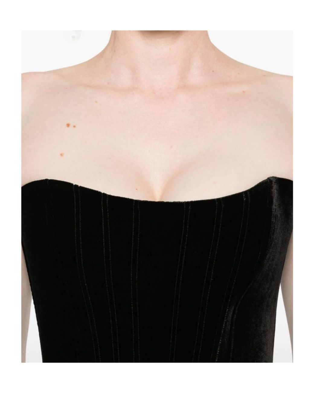 Raquel Diniz Black Strapless Zip Bustier Top
