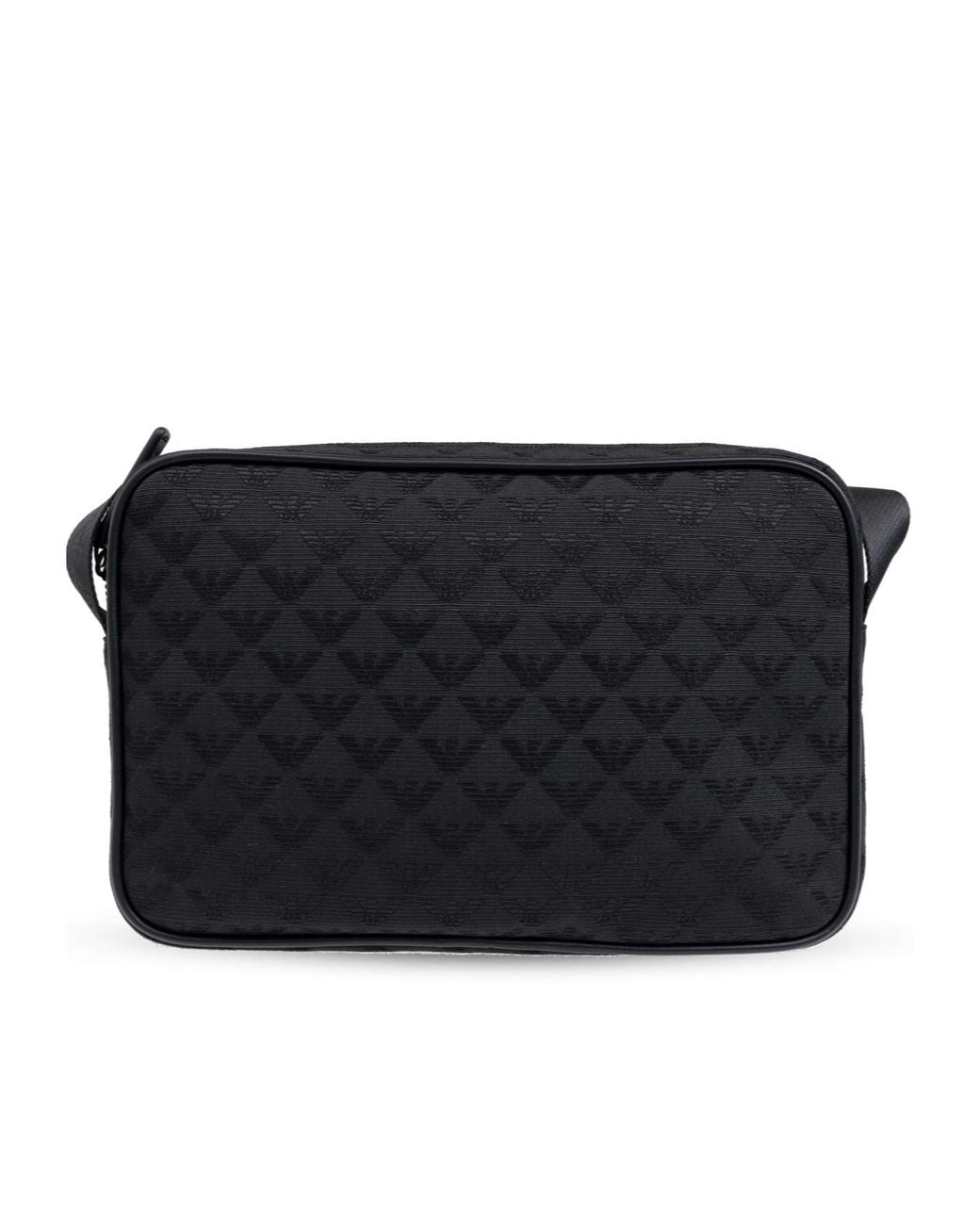 Emporio Armani Black Logo Jacquard Zip-Up Shoulder Bag for men