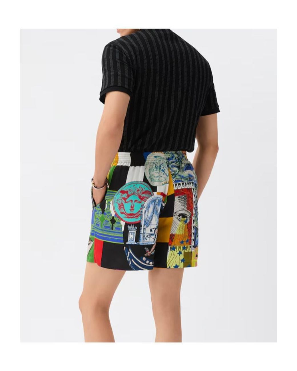 Versace Blue Printed Shorts for men