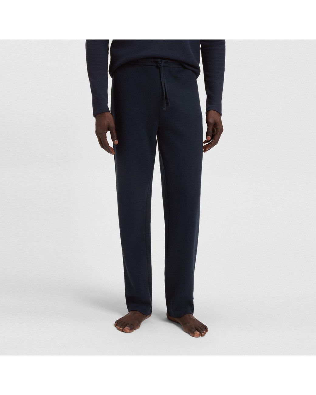 Boss Blue Waffle Cuffed Casual Pants for men
