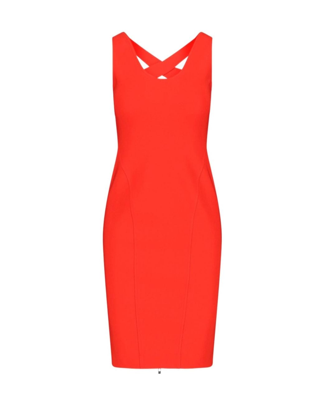 Alaïa Red Alaïa Crossback Sleeveless Midi Dress