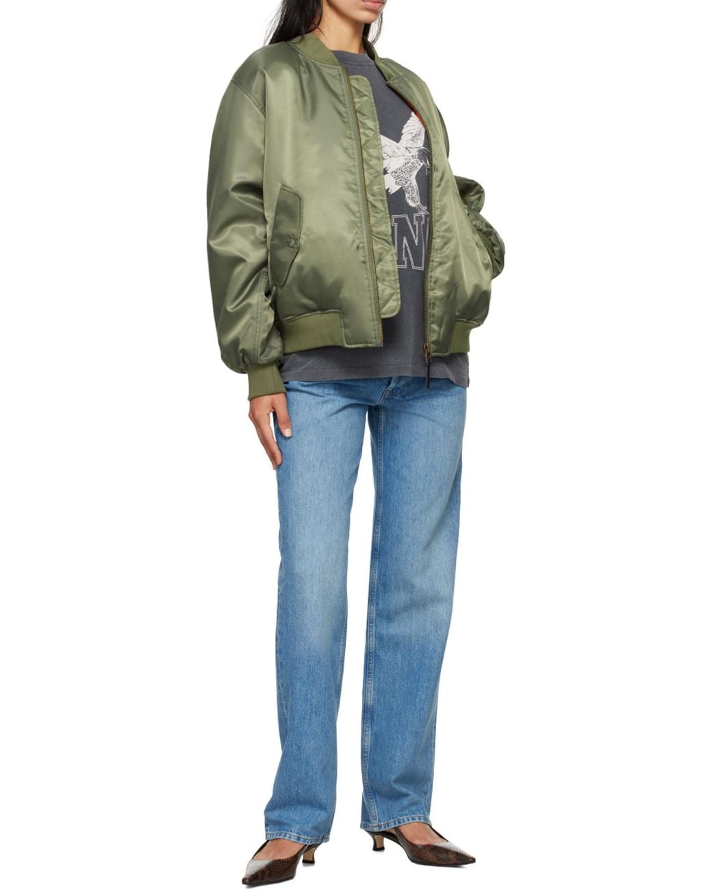 Anine Bing Blue Mid-Wash Wide-Leg Jeans