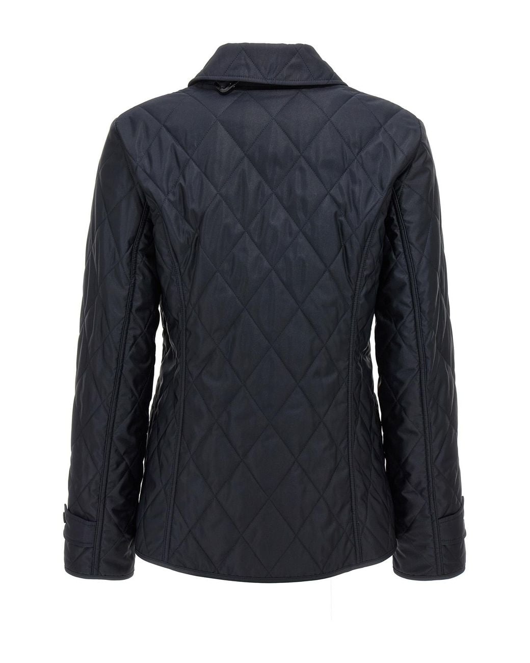 Burberry Blue Diamond-Quilted Buttoned Jacket