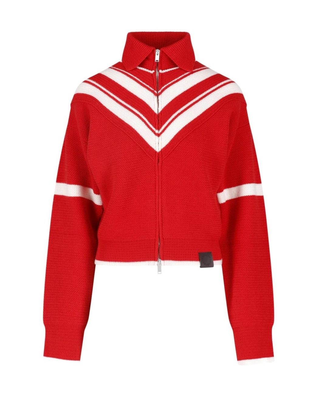 Stella McCartney Red High-Neck Zipped Knitted Jacket