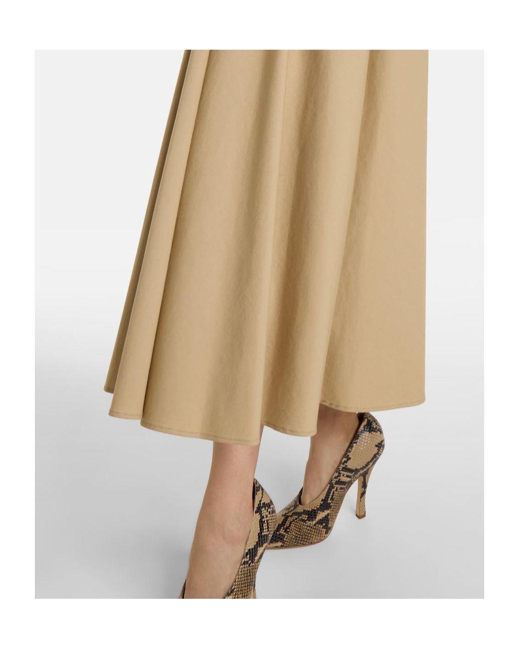 Patou Natural Gathered Cotton Midi Dress