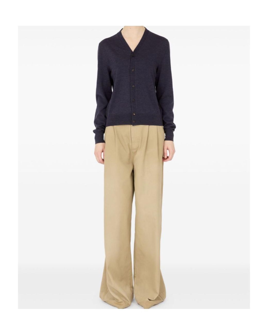 Maison Margiela Blue Button-Up V-Neck Cardigan