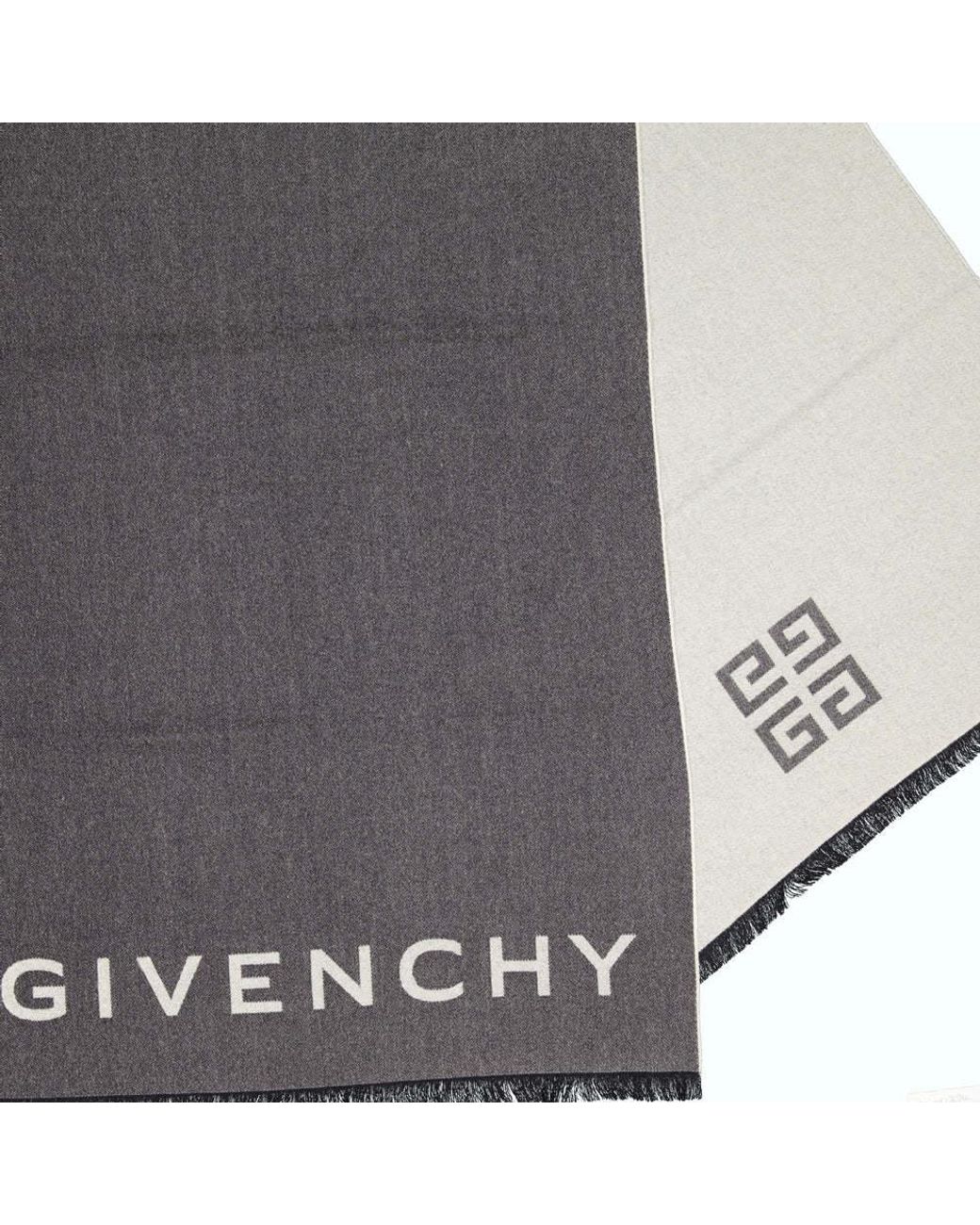 Givenchy Gray Logo Intarsia Fringed Scarf for men