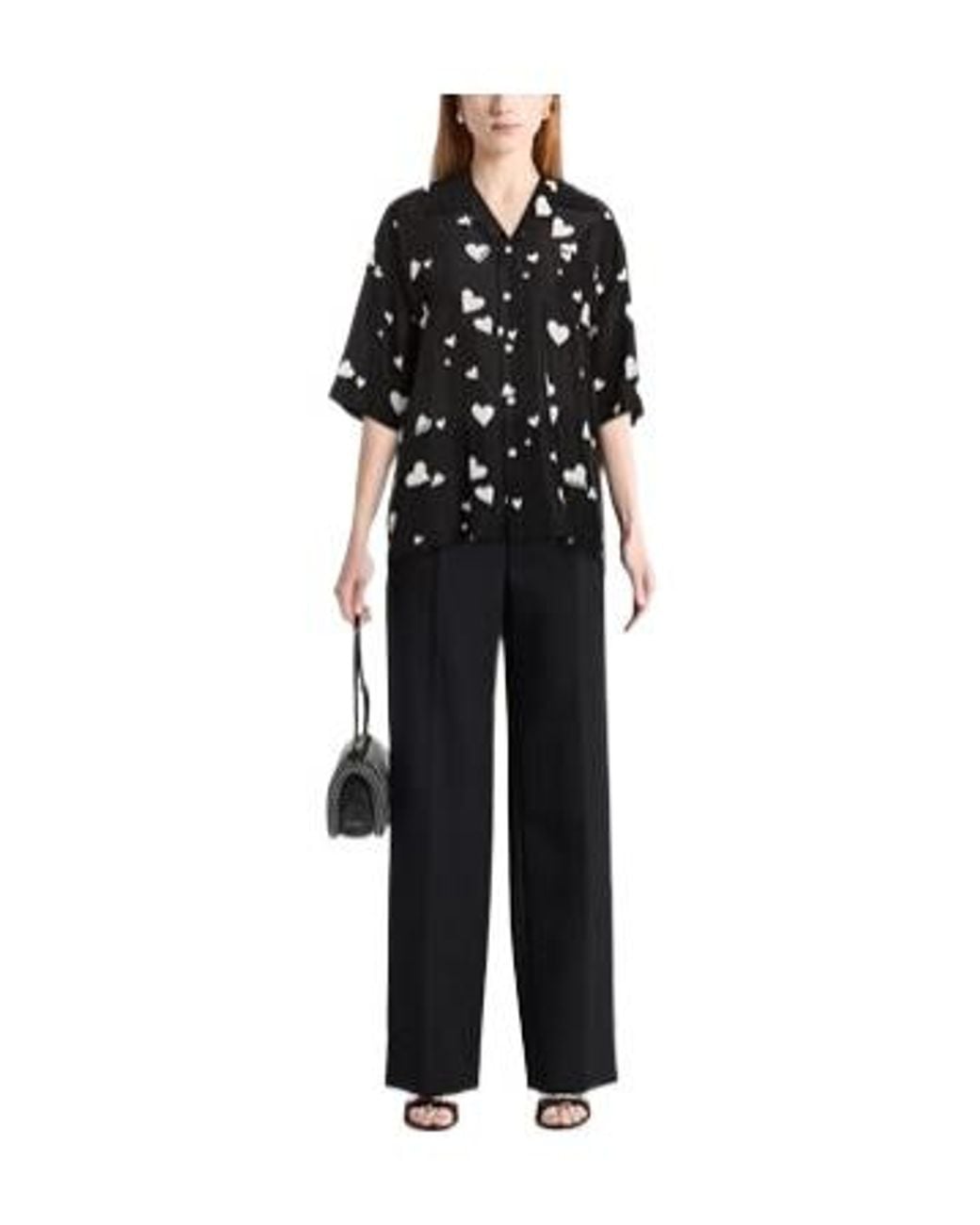 Marni Black Two-Tone Satin Short-Sleeved Shirt