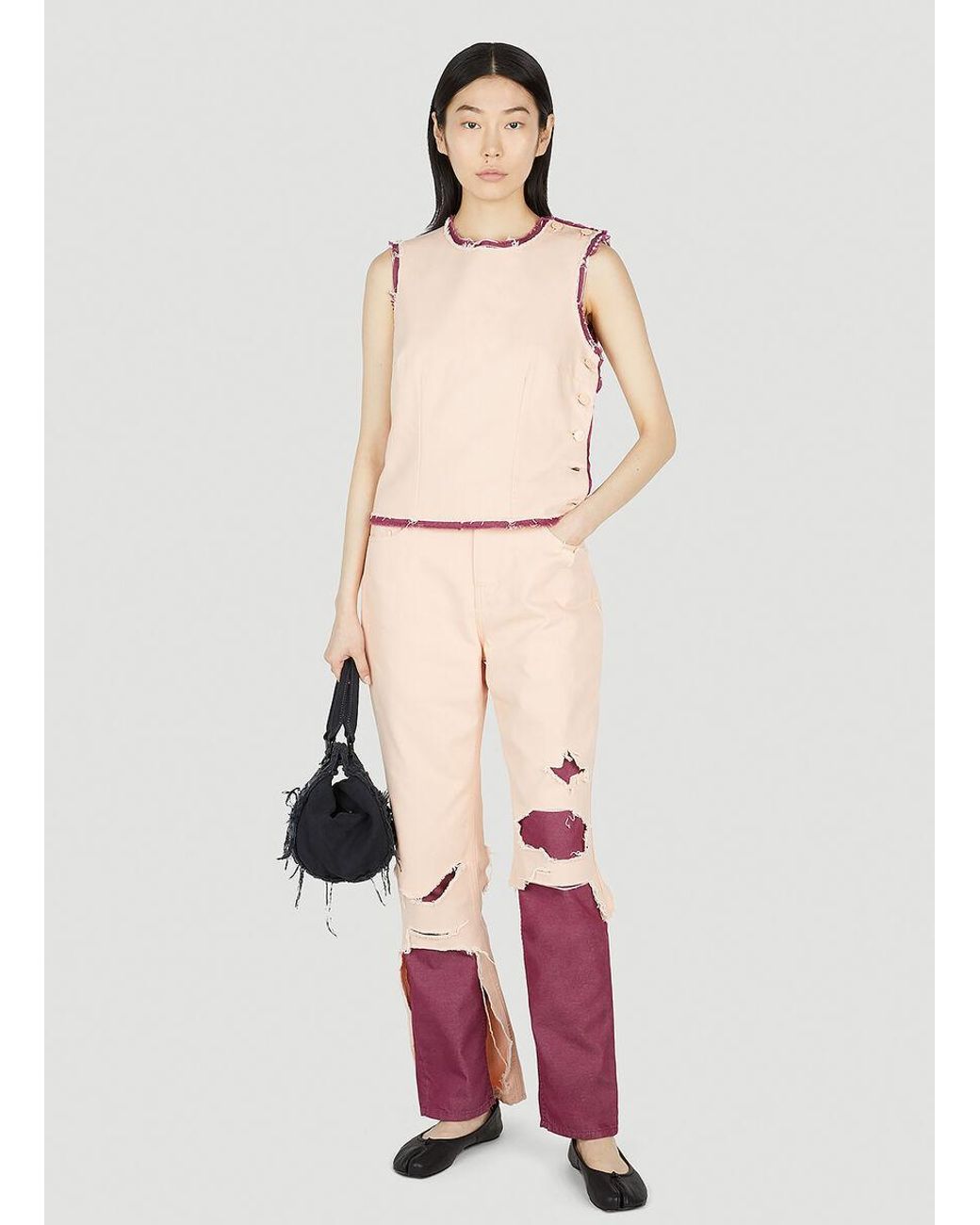 Raf Simons Pink High Waist Distressed Jeans