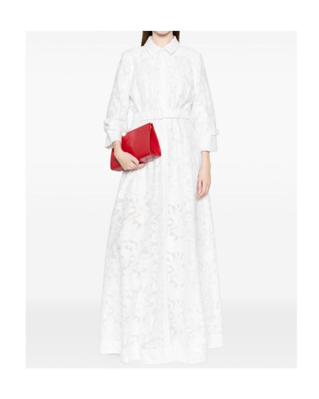 Jonathan Simkhai White Courtney Floral-Embellished Belt Long Dress