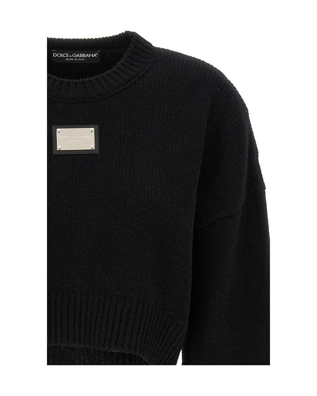 Dolce & Gabbana Black Logo Plaque Knitted Jumper