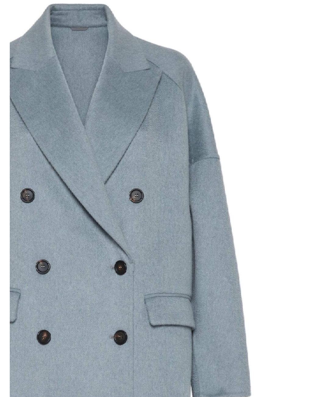Brunello Cucinelli Blue Cashmere Midi Coat