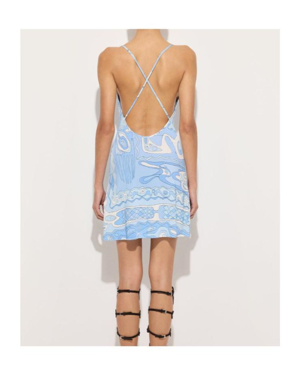 Emilio Pucci Blue Pucci Angoli Printed Open Back Dress