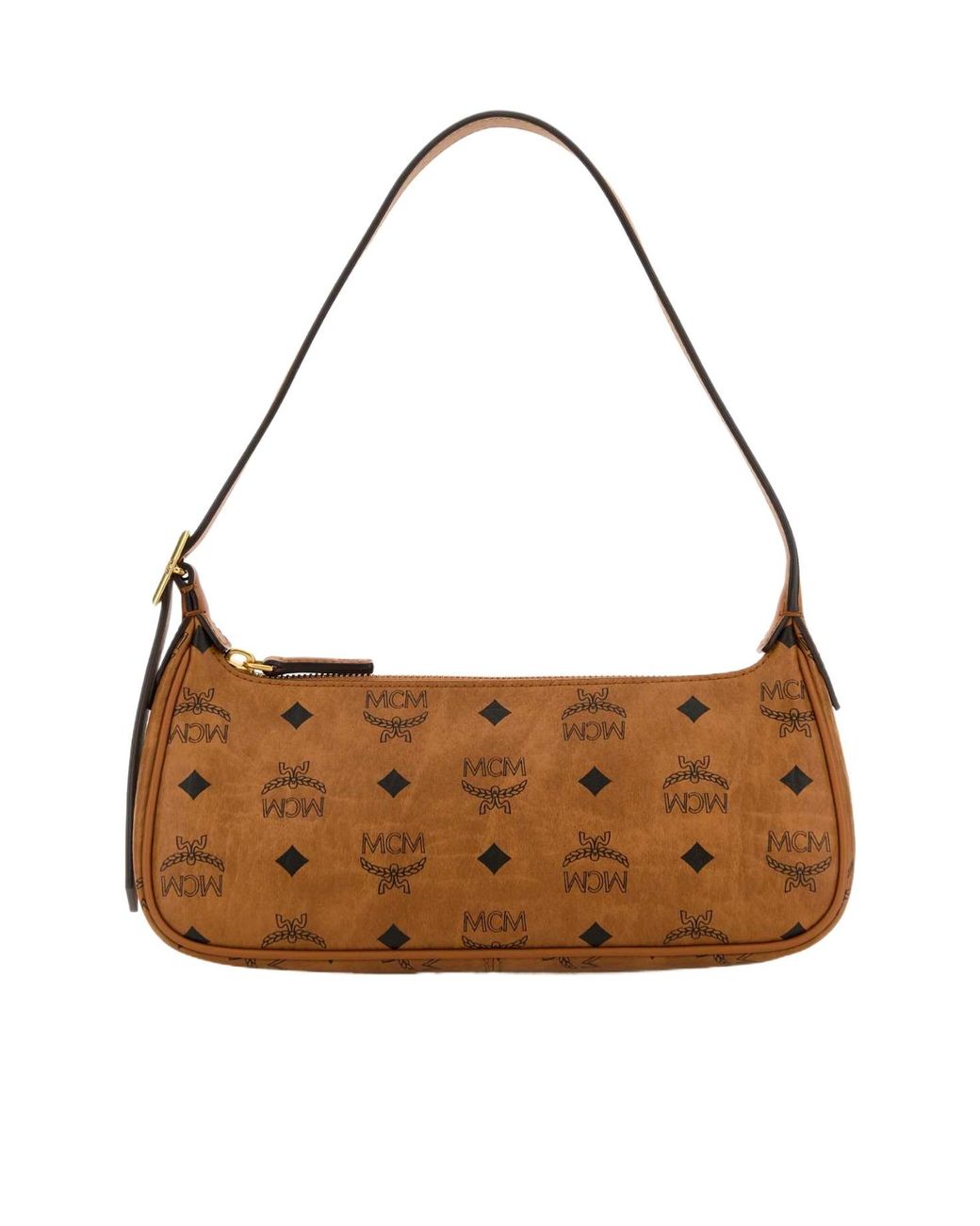 MCM Brown Aren Logo Printed Shoulder Bag