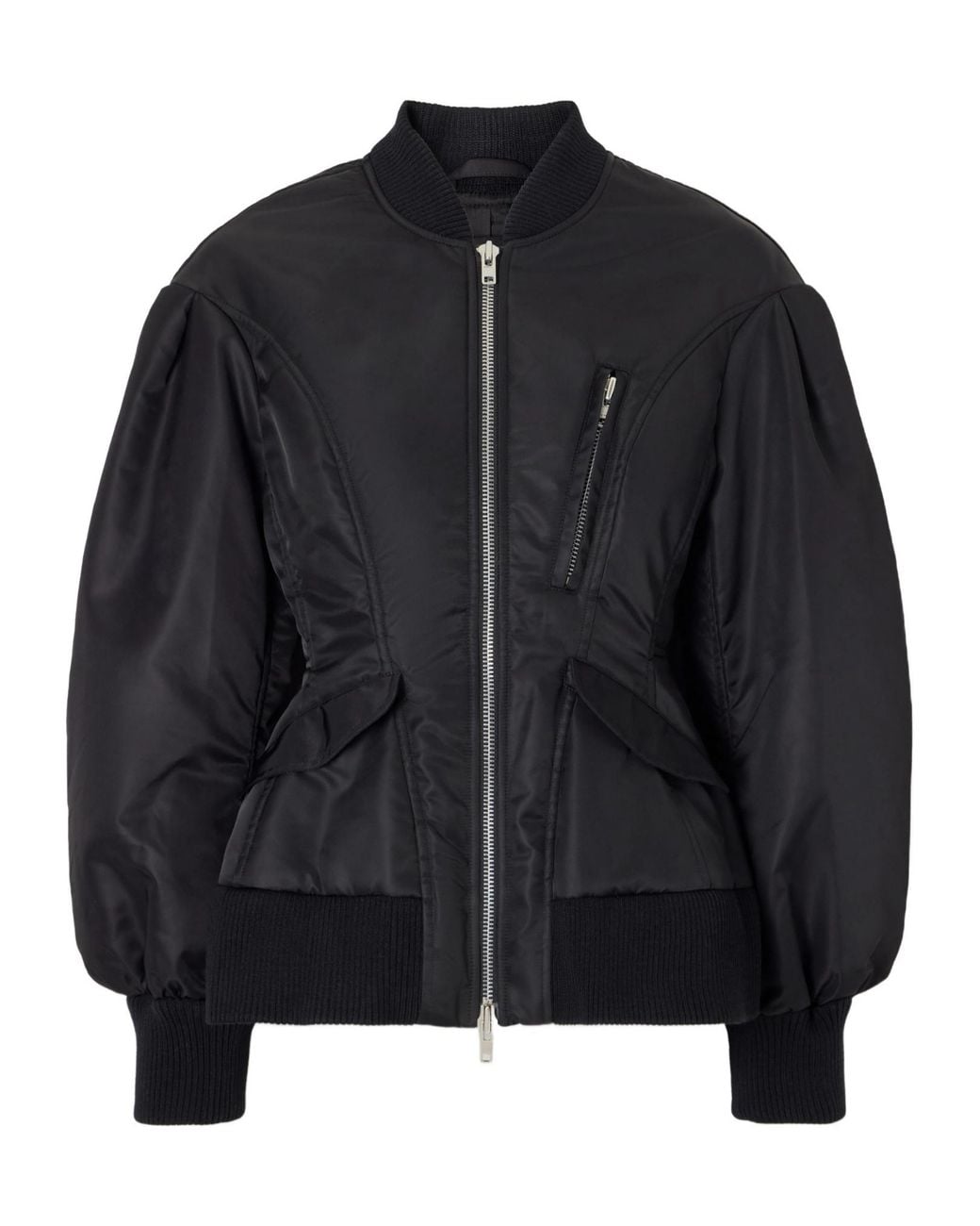 Simone Rocha Black Satin Bomber Jacket