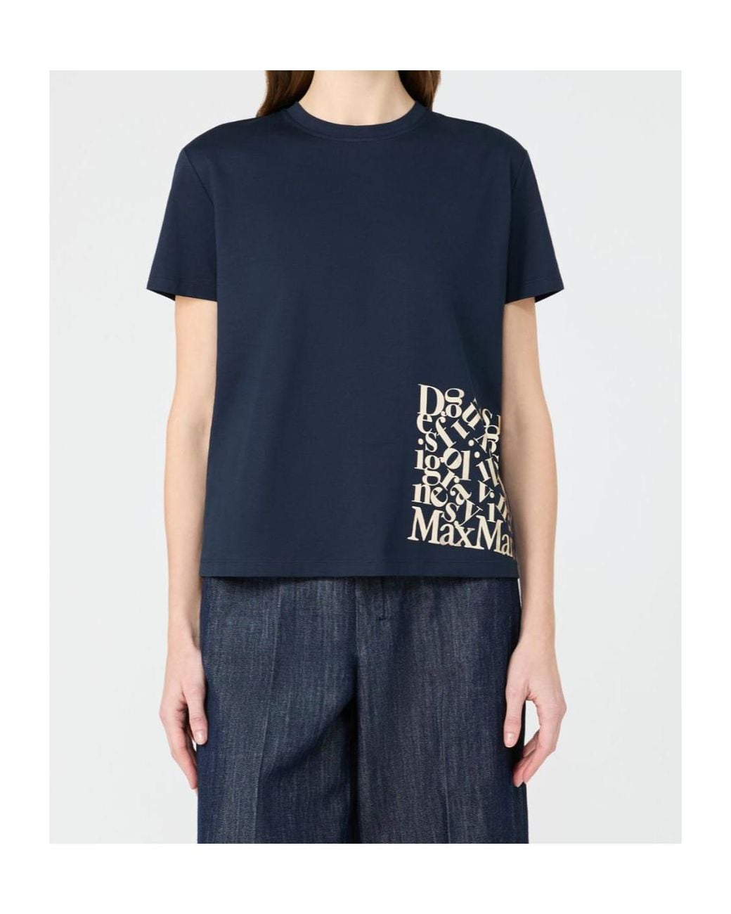 Max Mara Blue Edile Logo Printed Crewneck T-Shirt