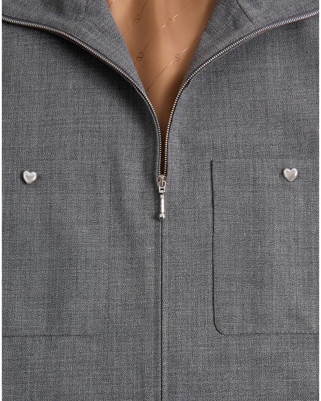 Valentino Gray Zip-Up High Neck Jacket for men