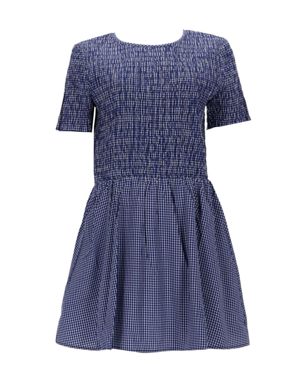 Baum und Pferdgarten Blue Smocked Check Mini Dress