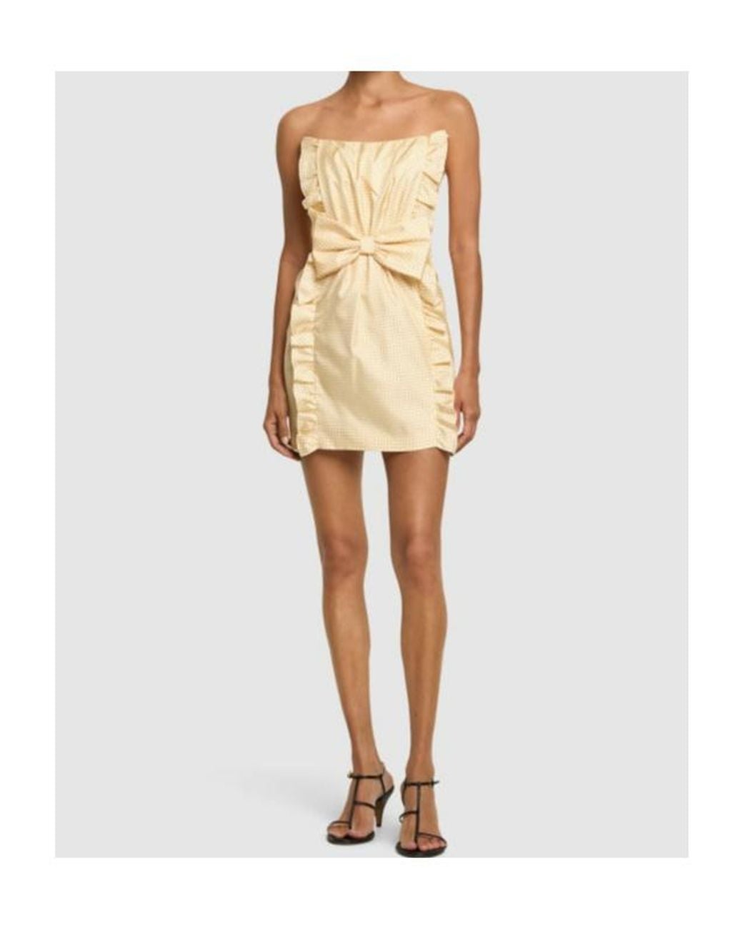 Alessandra Rich Natural Ruched Bandeau Dress