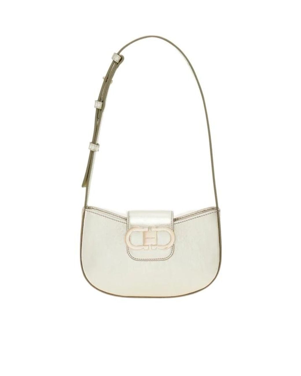 Ferragamo White Ferragamo Double Gancini Mini Bag