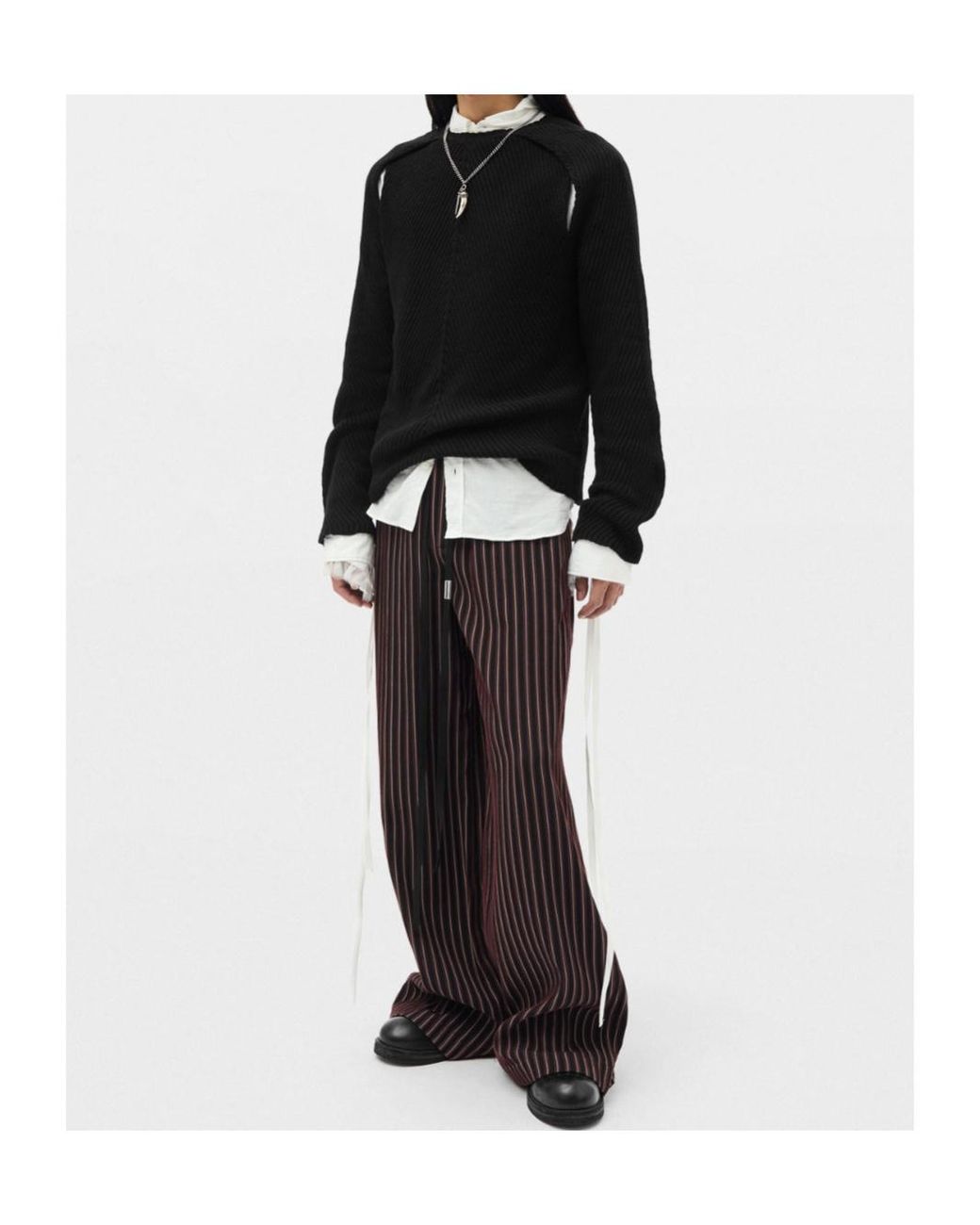 Ann Demeulemeester Black Ribbed-Knit Sweater for men