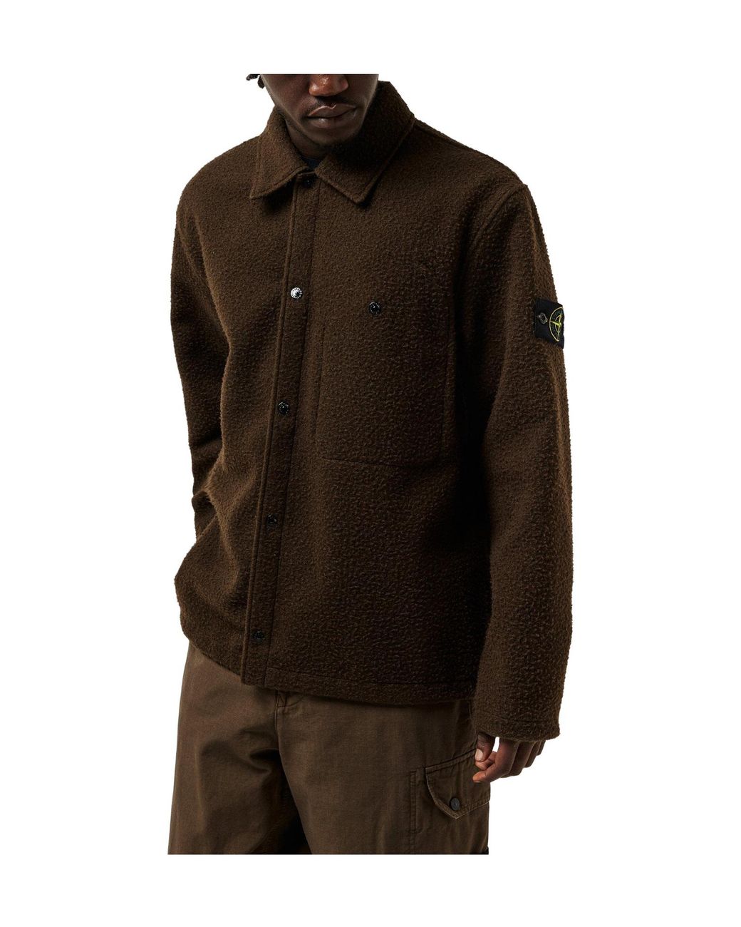 Stone Island Green Wool Overshirt for men