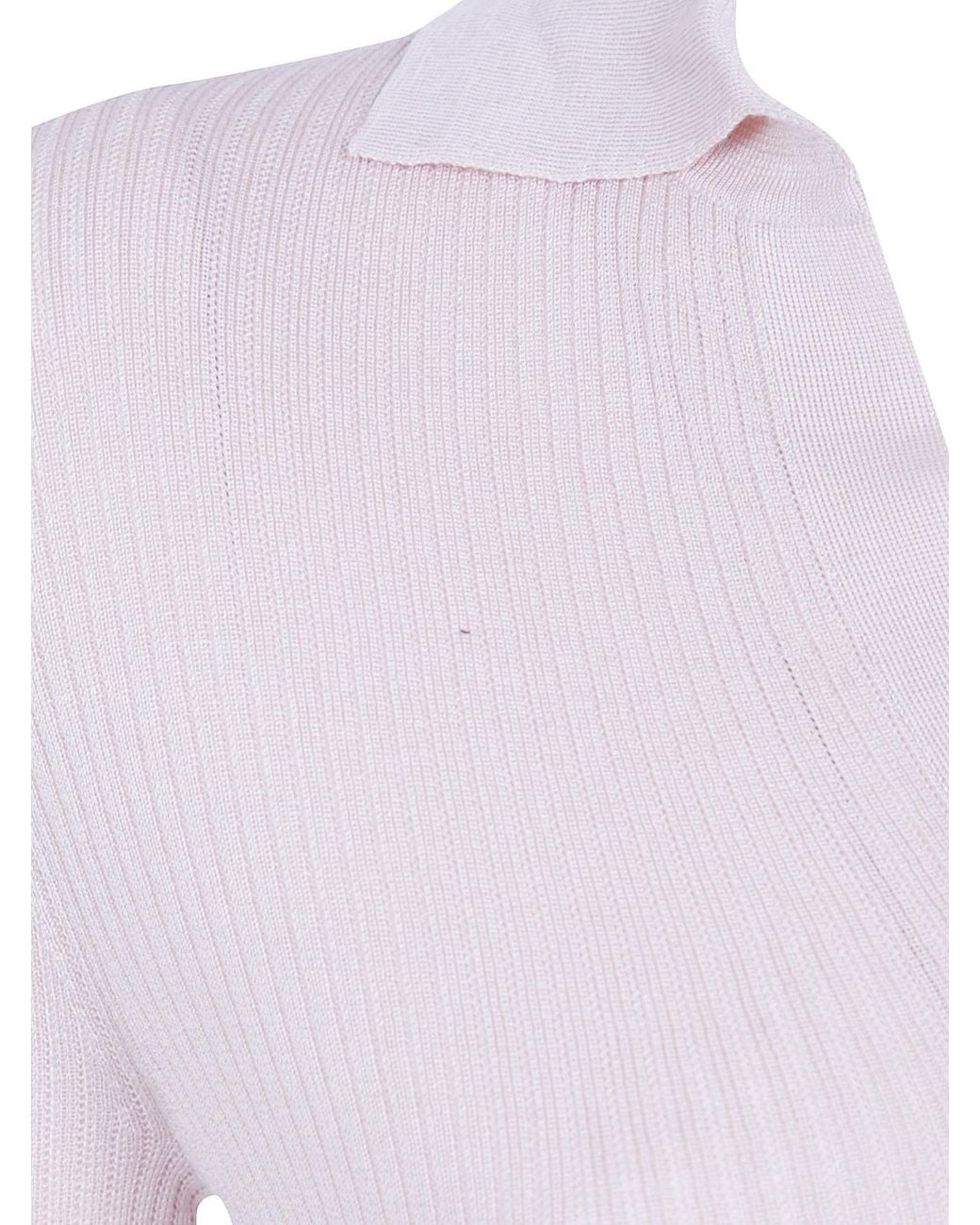 Max Mara Purple Gergo Ribbed Polo Knitted Top