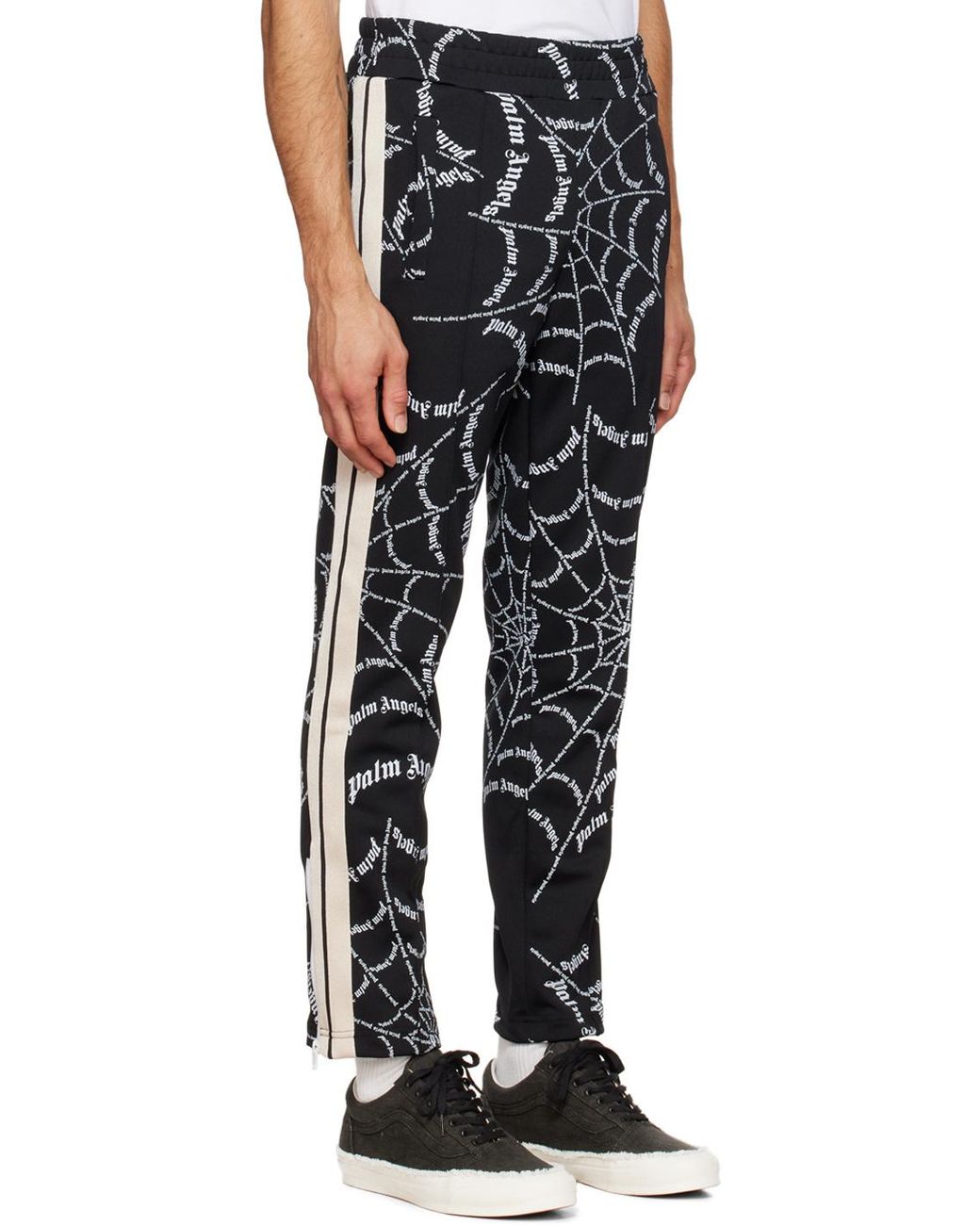 Palm Angels Black Logo-Print Track Pants for men