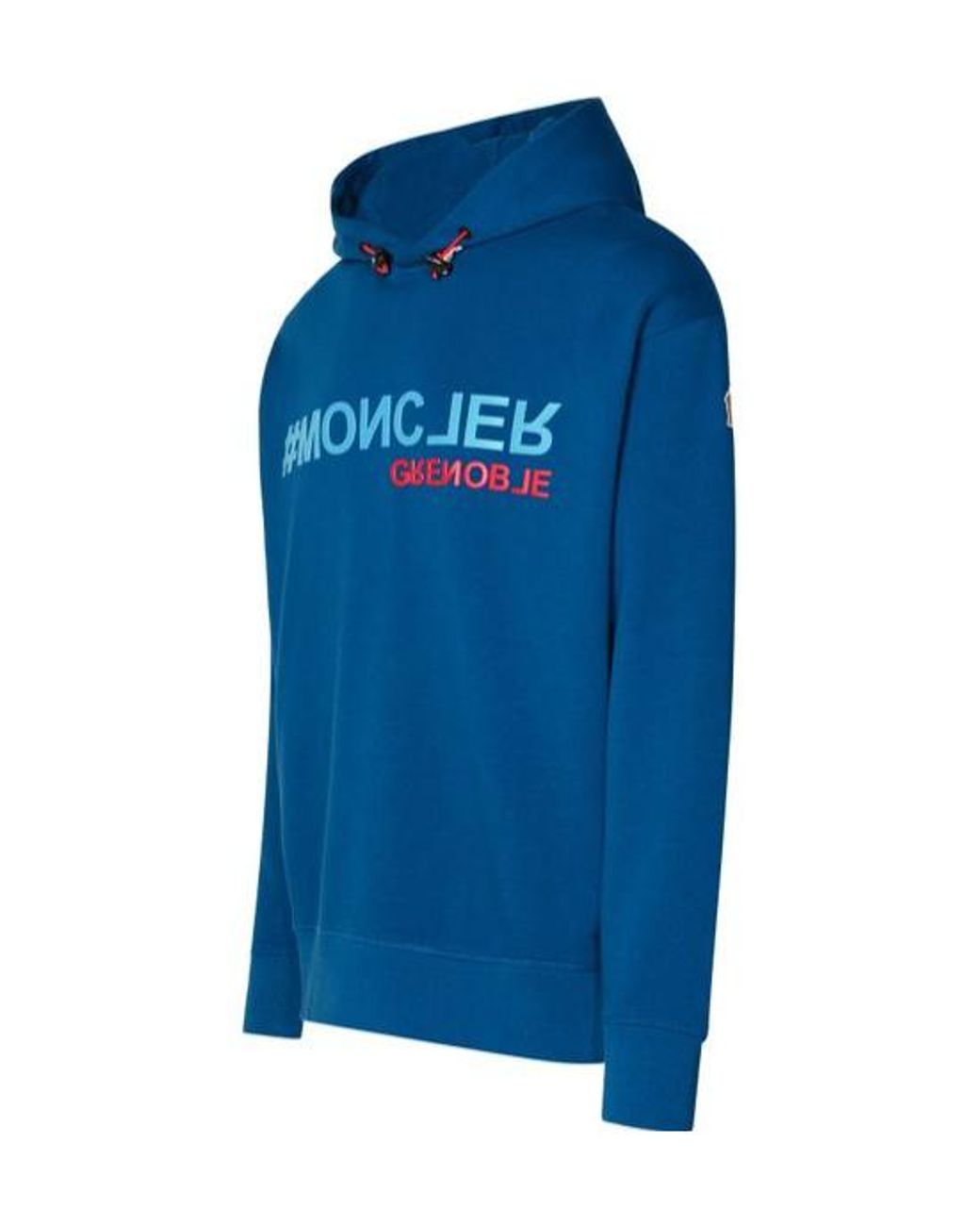 Moncler Blue Grenoble Logo Printed Jersey Hoodie for men